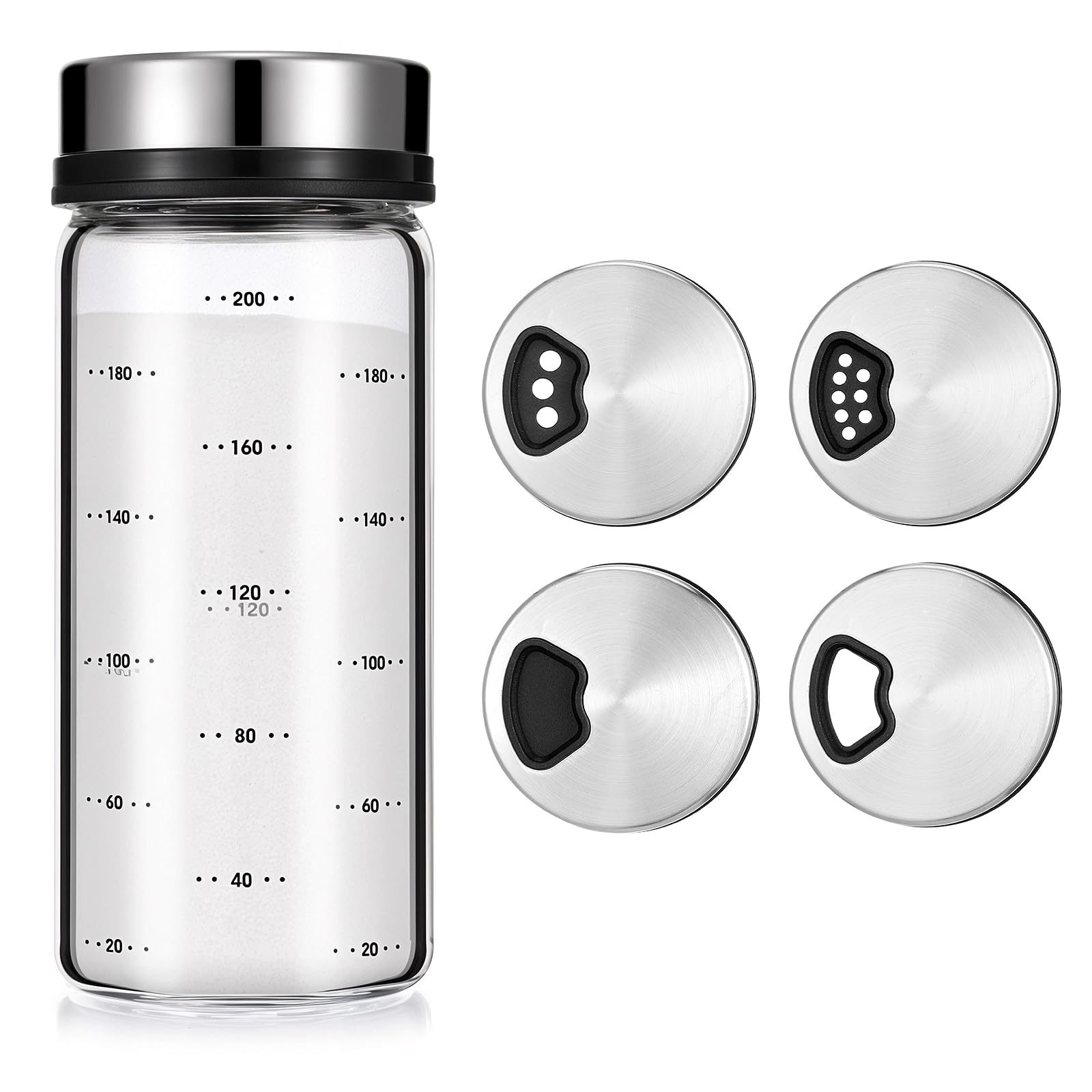 Gjinxi Salière et poivrière avec trous de versement réglables, shaker d'assaisonnement en verre transparent, shaker d'assaisonnement résistant à l'humidité, distributeur d'épices pour la saison, les