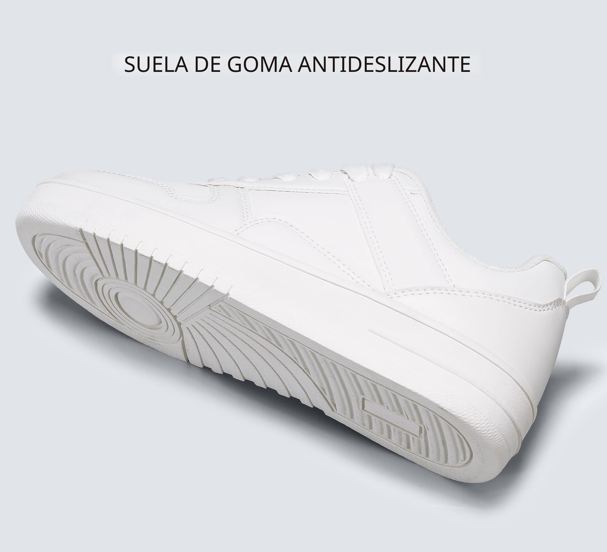 LUCKY STEP Zapatillas de Moda Mujer Tenis Blancos Bajos Cuero Pedrería Brillante Cómodas Caminar