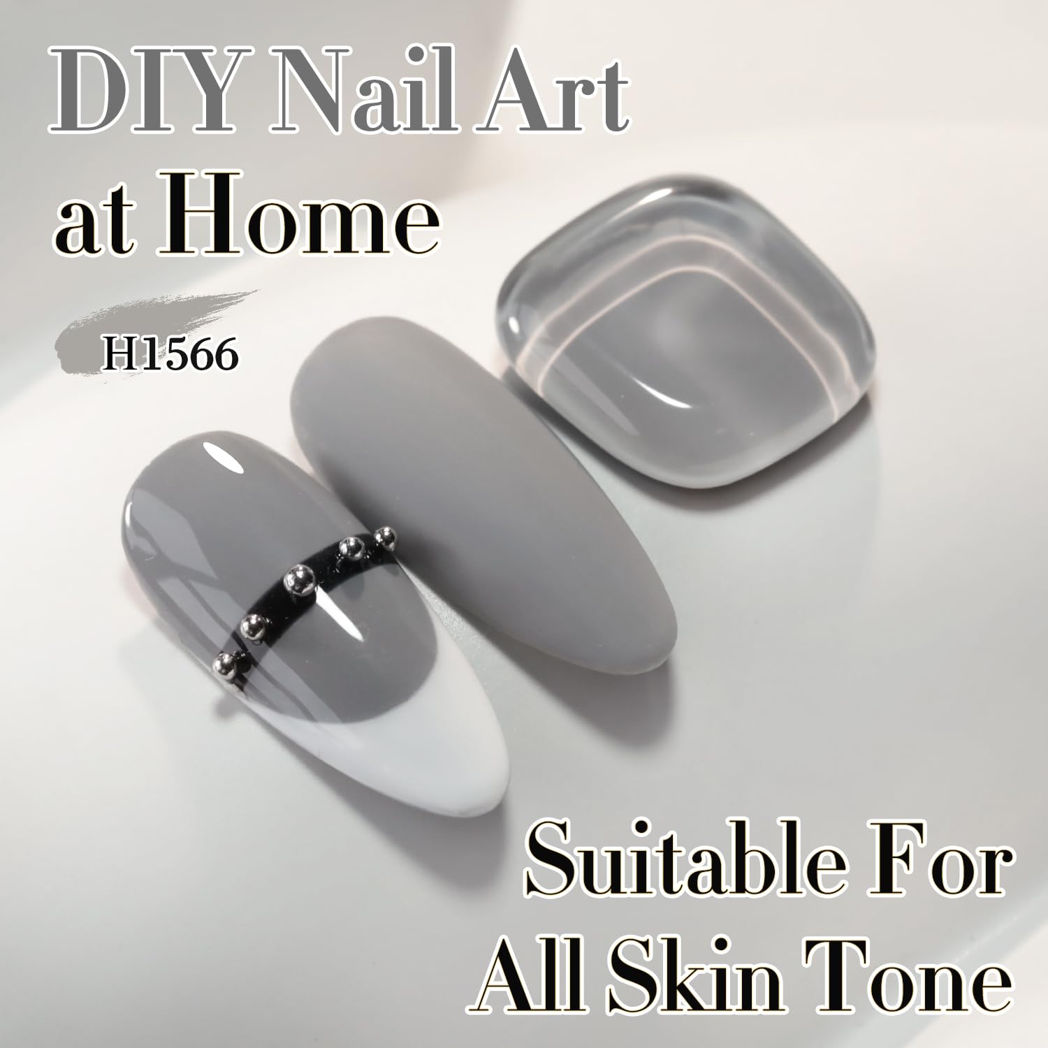 Double Rhythm 0.50 OZ Gel Polish Hema Free Same Color Same Bottle Golden Round Translucent Neutral Natural Milky 15 ML Jelly UV Polish Art DIY at Home (Gray-H1566)