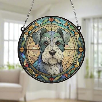 Schnauzer Stained Glass Effect Suncatcher Gift for Dog Lovers - 13cm