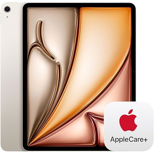 Apple iPad Air 13-inch with M3 chip Built for Apple Intelligence, Liquid Retina Display, 512GB, 12MP Front/Back Camera, Wi-Fi 6E, Touch ID, All-Day Battery Life — Starlight with AppleCare+ (2 Years)