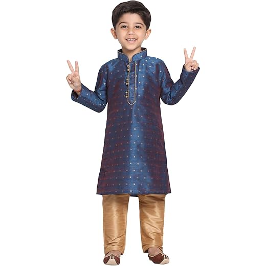 Boys Silk Blend Kurta Pyjama Set
