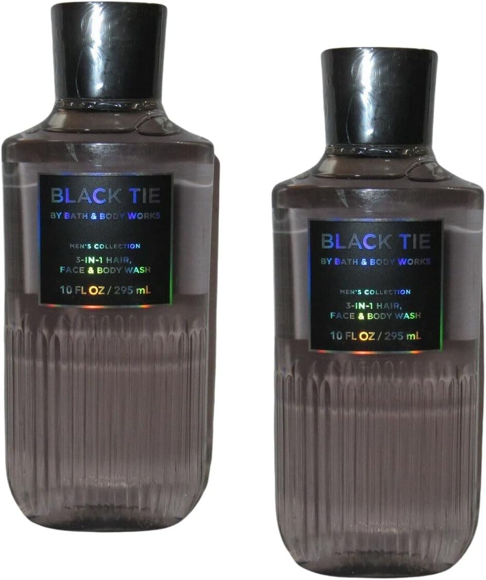 Bath and Body Works For Men 3-in-1 Hair, Face & Body Wash - Value Pack lot of 2 - Full Size (Black Tie)