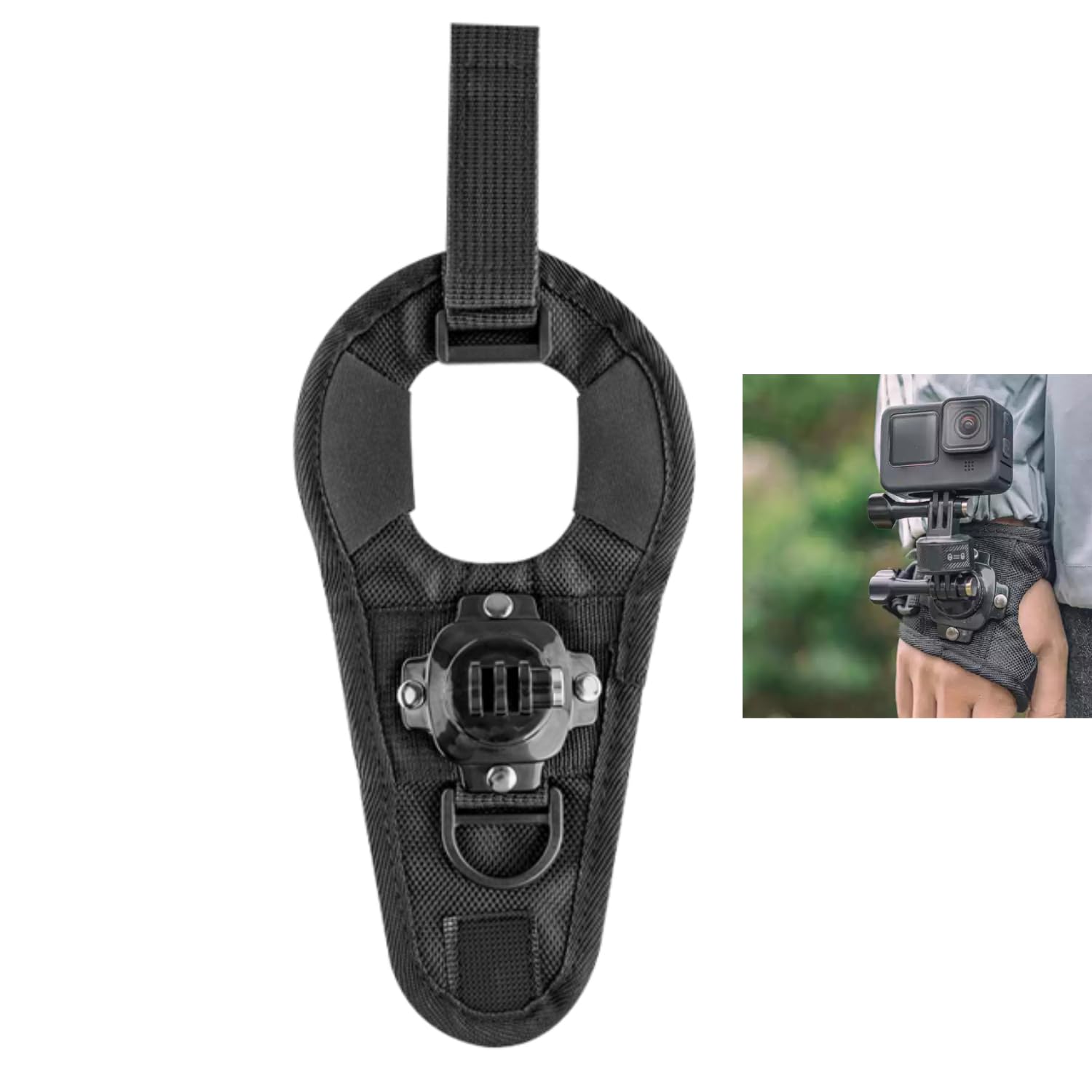 Guage - Soporte de muñeca para cámara de acción, base giratoria de 360 grados, con cierre de velcro, cómodo reposamuñecas, compatible con accesorios para trípode de cámara deportiva (paquete