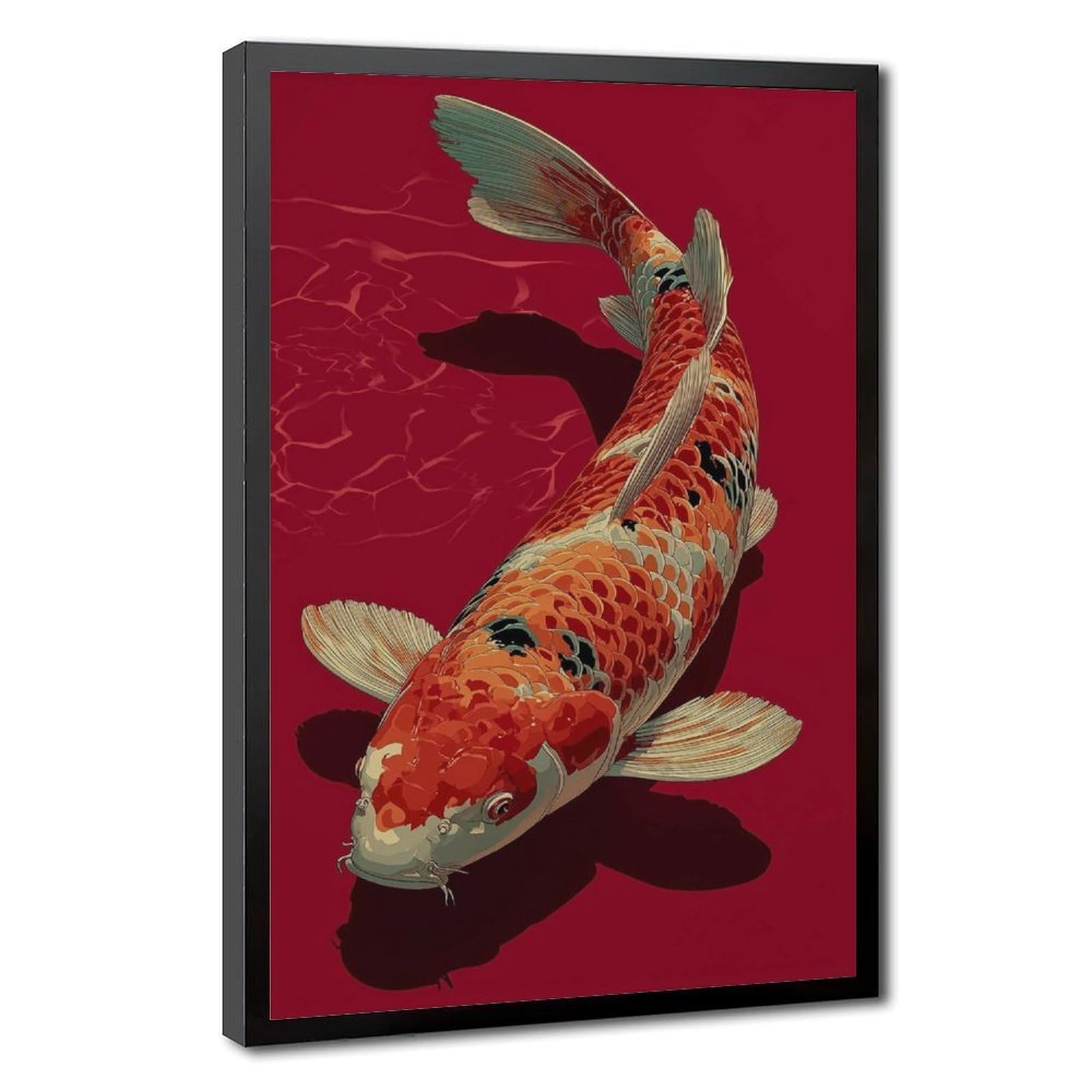 Bareronor Japanese Koi Fish Canvas Poster Bedroom Decor Landscape Office Room Decor Gift 8" L X 12" W