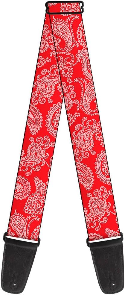 Buckle-Down Guitar Strap Paisley Red White 2 Inches Wide