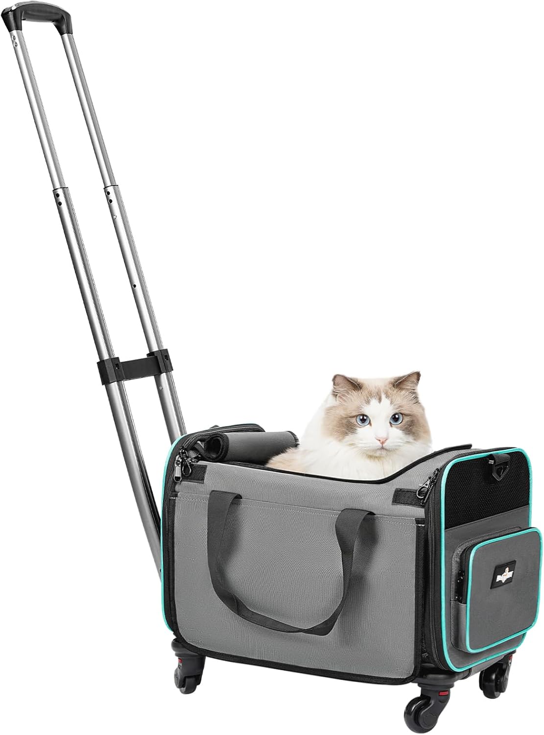 Rolling Pet Carrier with Wheels, Foldable Airline Approved