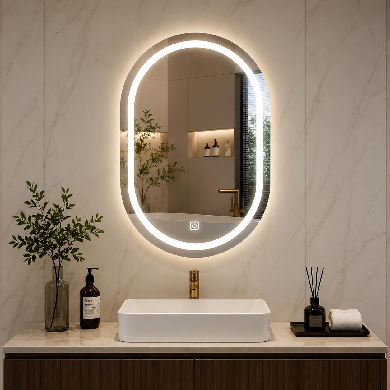 17.5X23.5 inch Capshul Wall Mounter Mirror with Led Light for Wash Basin with smart 3 Light Tone (Cool,Natural and Warm White)-image-28