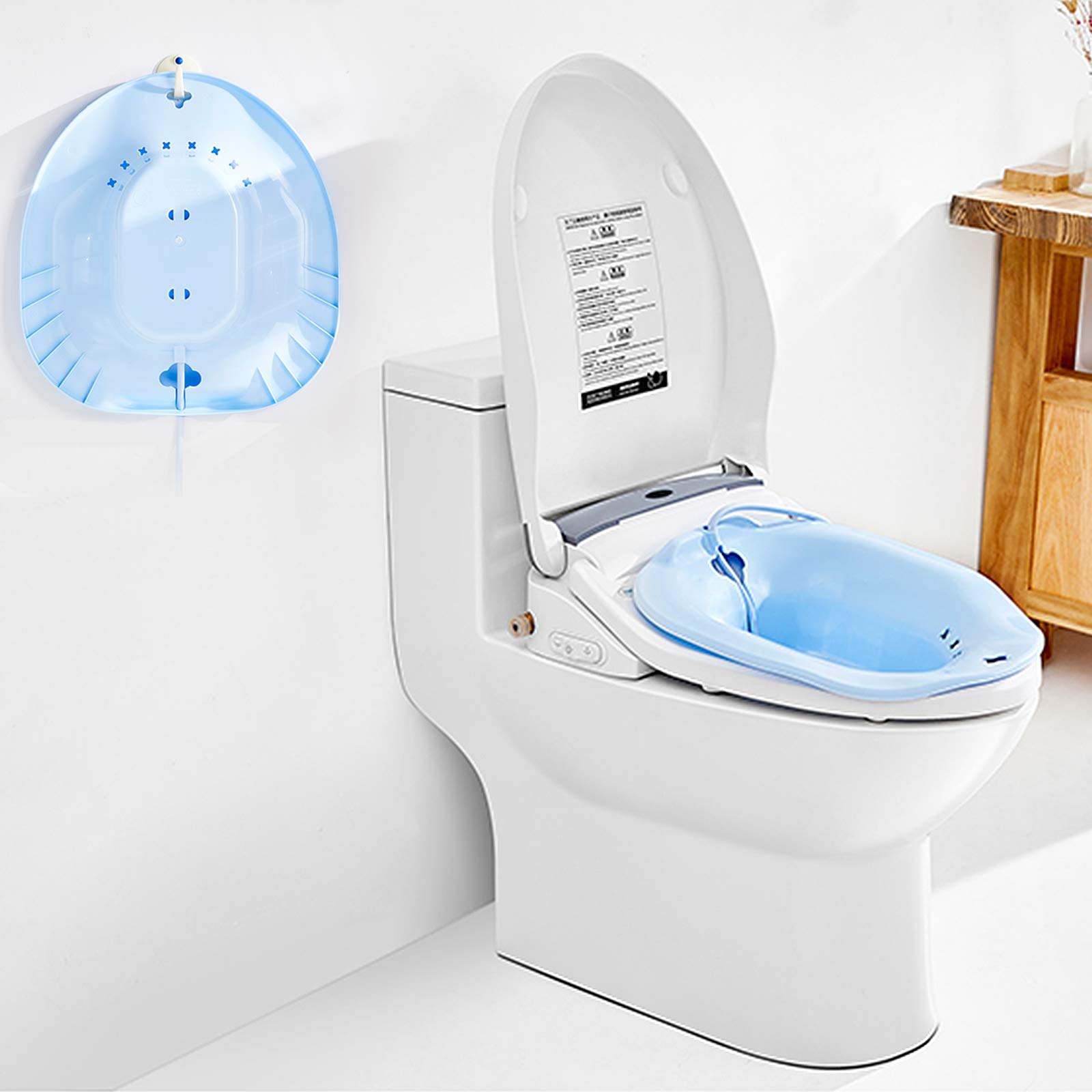 Sitz Bath for Hemorrhoids Soak and Postpartum Care with Massage Hand