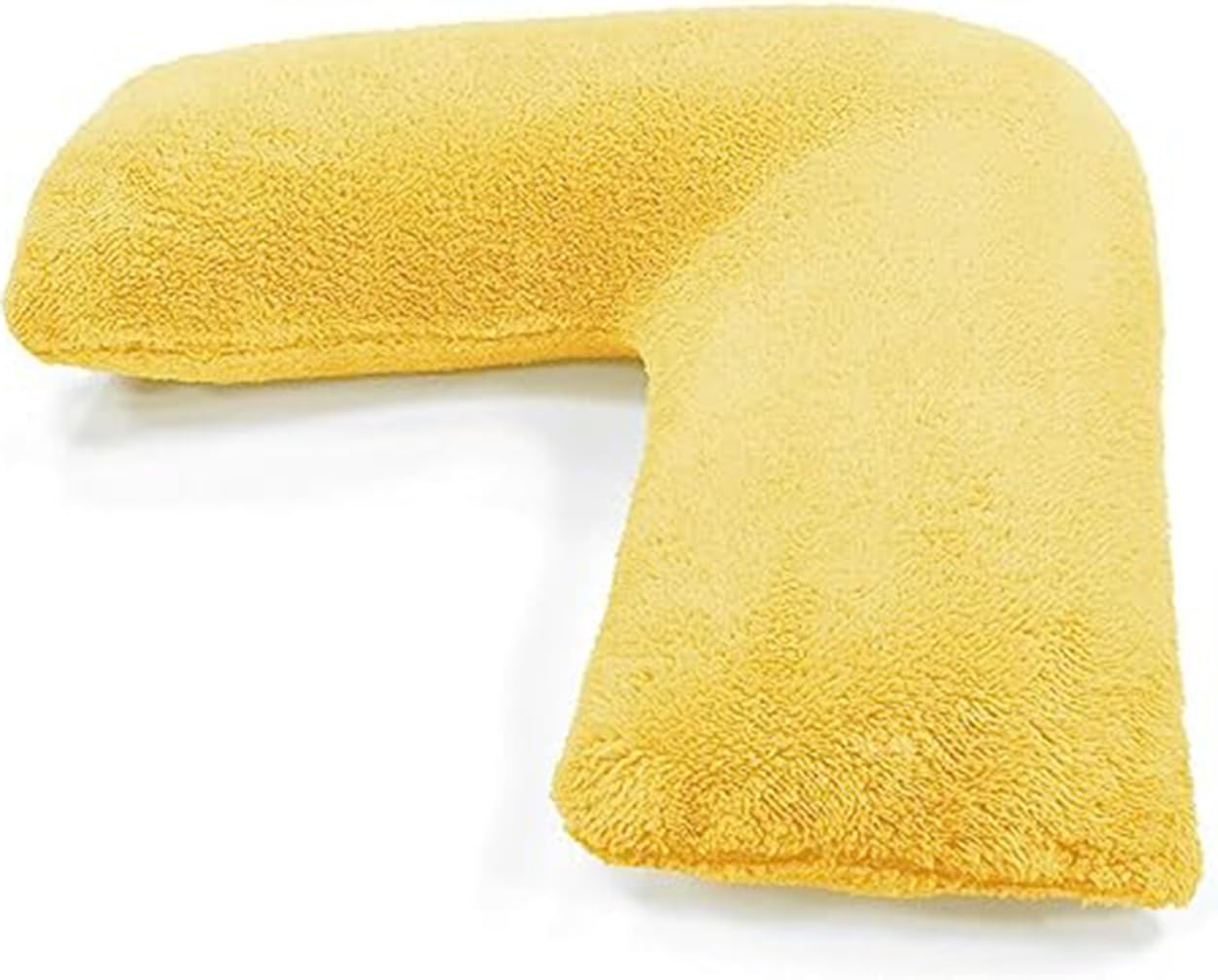 Laam linen Teddy V Shaped Complete Pillow or Case For Support Maternity Neck Back Soft Warm Plush Cosy Fleece Cover Orthopaedic V Shape Pillow Non-Allergenic (Complete Pillow, Ochre)