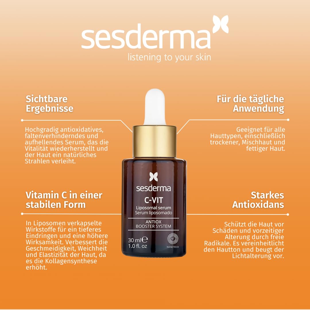 SESDERMA C-VIT Liposomales Serum 30 ml Mit Vitamin C Für Das Gesicht | Antioxidative Pflege für einen strahlenden, ebenmäßigen Teint