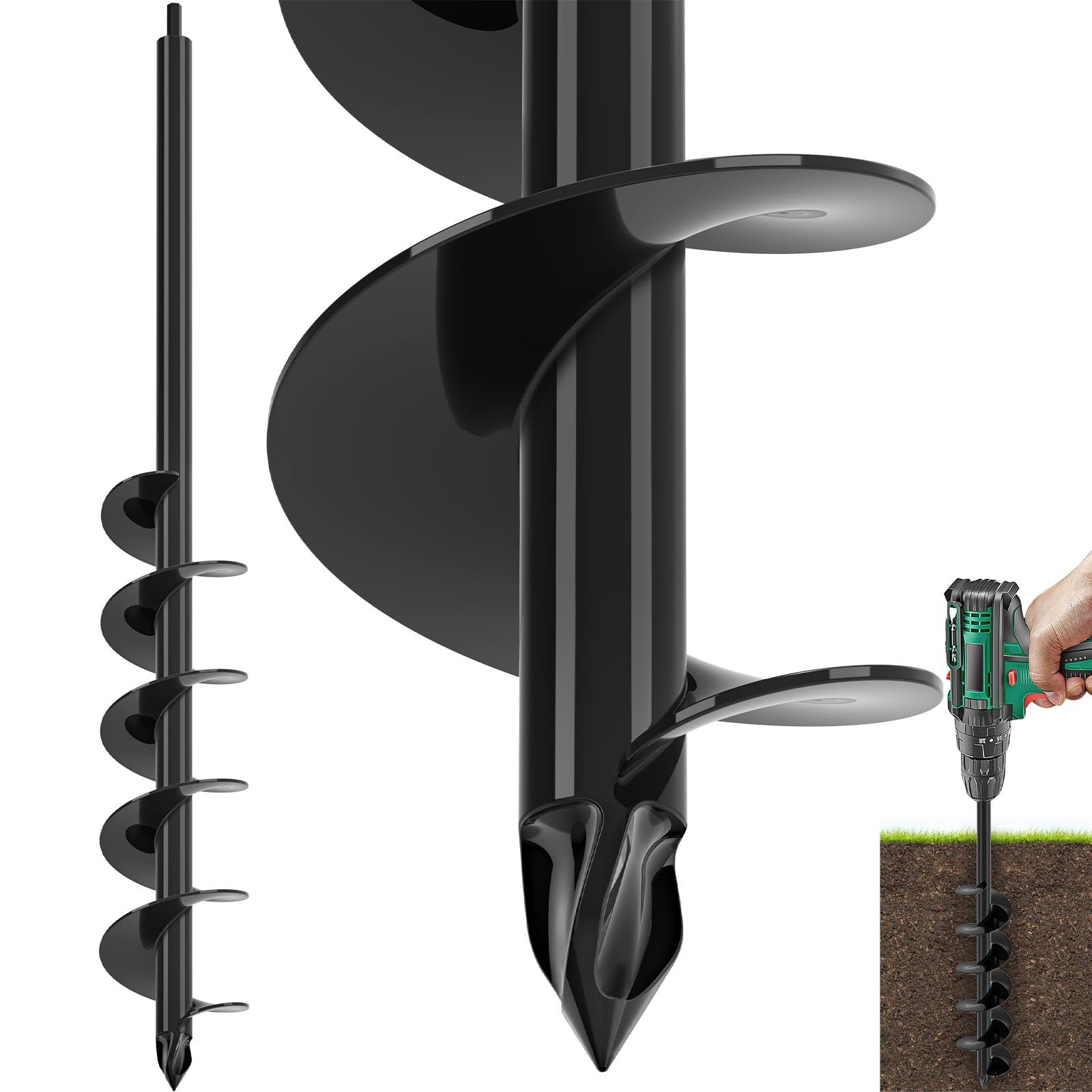 BeneLabel Garden Auger Drill Bit 81x10cm Post Hole Digger Tool/Black