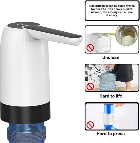 Miniatura 4 de Dispensador de agua para botellas de 5 galones, bomba de agua potable de 5 galones, carga USB, dispensador de agua eléctrico de 5 galones, fácil de