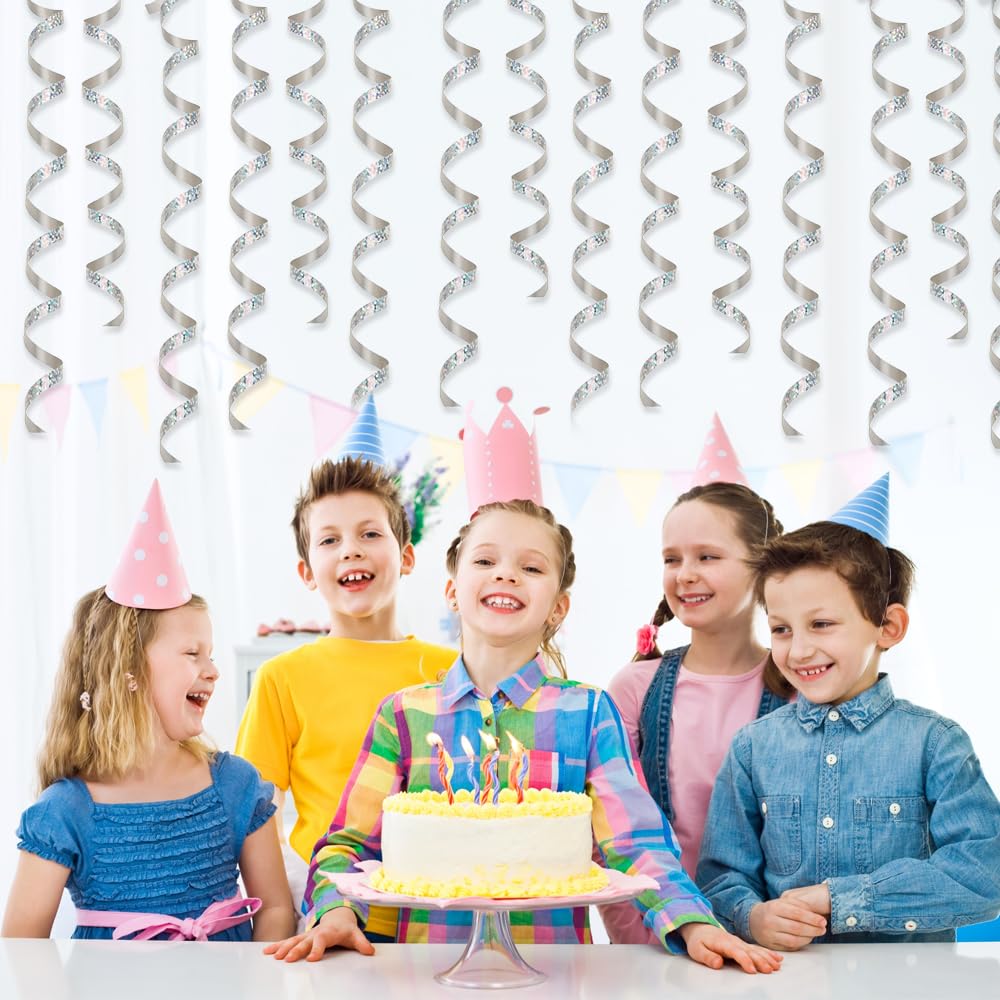20 PCS Stelle Filanti Colorate 10 M X 5 MM,Nastro Glitterato per Decorazione,HMCEY Nastro per Pacchi Regalo,Nastri Confezione Regalo per Palloncini per Carnevale, Artigianato, Matrimonio - Argento