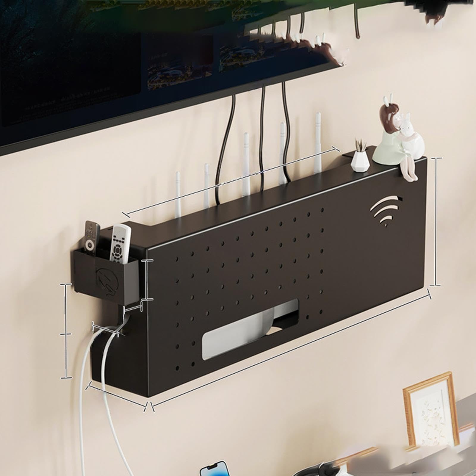 Organizador de pared para router, soporte para WiFi y caja de cables