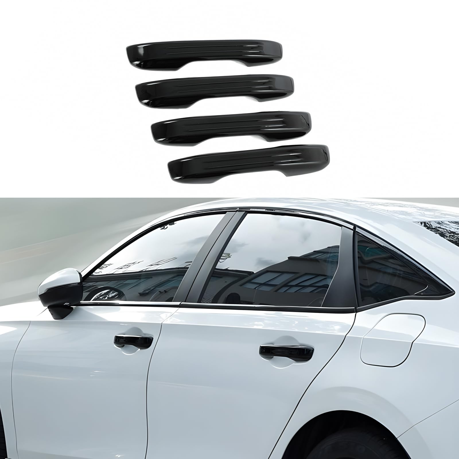 12PCS ABS Door Handle Bowl Covers For Honda CR-V 2017-2022 - Bright Black Exterior Trim Protectors