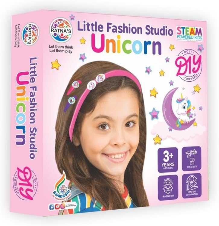 RATNA'S Little Fashion Studio Unicorn Theme Hair Accessories Art & Craft DIY Kit for Kids
