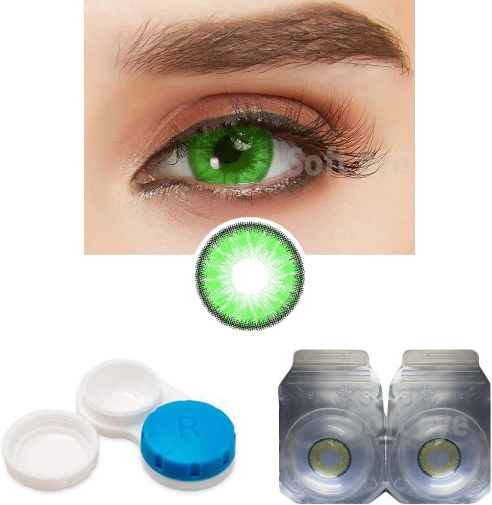 SOFT EYE Green contact lens Monthly Contact Lens With Case And Solution. (Green)