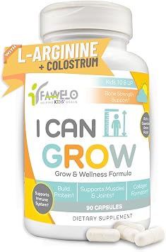 I Can Grow Day-Time for Kids 10& Teens | Growth & Development Support with L-Arginine, Colostrum, Calcium, D3, Magnesium, Zinc | Bone Strength, Focus | 90 Capsules