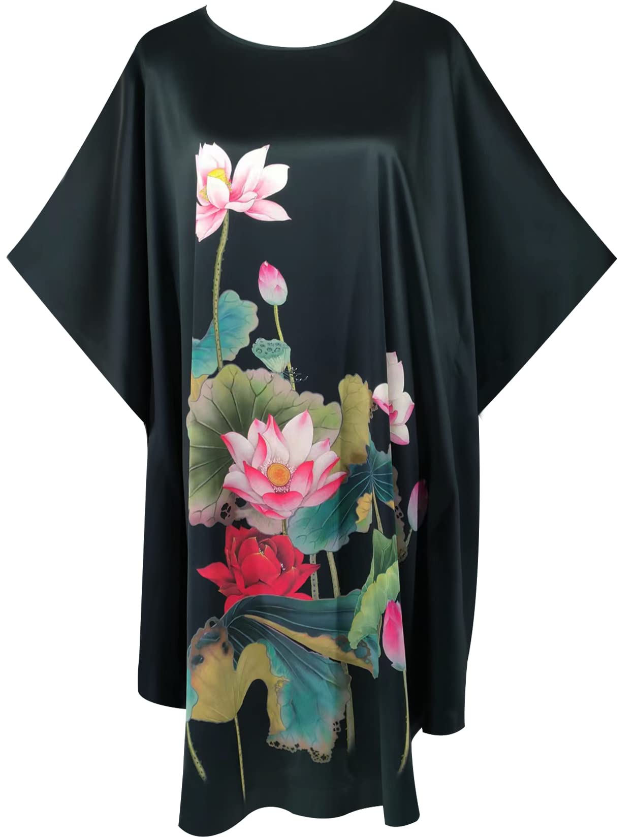 Womens 100 Silk Pajamas Silk Womens Bathrobes Silk Kimono Robes Doll Sleeves Bathrobes - Floral Pattern