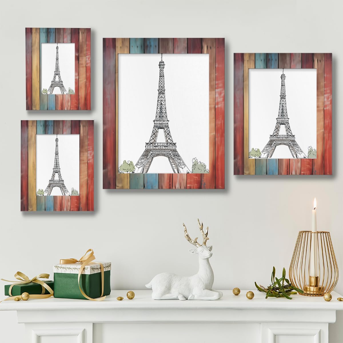 Amazon.com - Vintage Wooden Striped 8x10 Picture Frame Rainbow