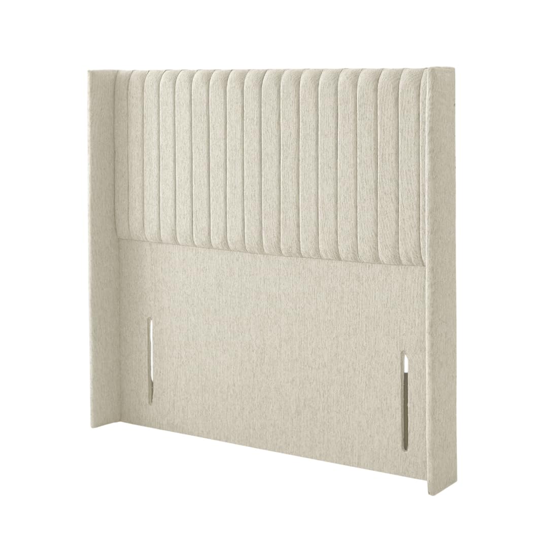 Multipanel Ottoman Winged Divan Bed Headboard | Chenille Fabric Super King size Headboard for bed frames | Elegant design wooden material headboards for beds (Stone, 6ft Super King H-50inch)