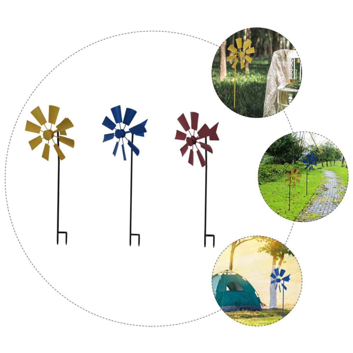 Toyvian 3 Stück Garten Windmühlen Dekoration Große Rotierende Windräder für Outdoor und Garten Metall Spinners