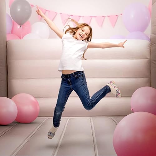 Miniatura 9 de Casas de rebote rosadas, casa de rebote con soplador, casa de rebote con pozo de bolas, juguete para niños, cosido con material extra grueso para