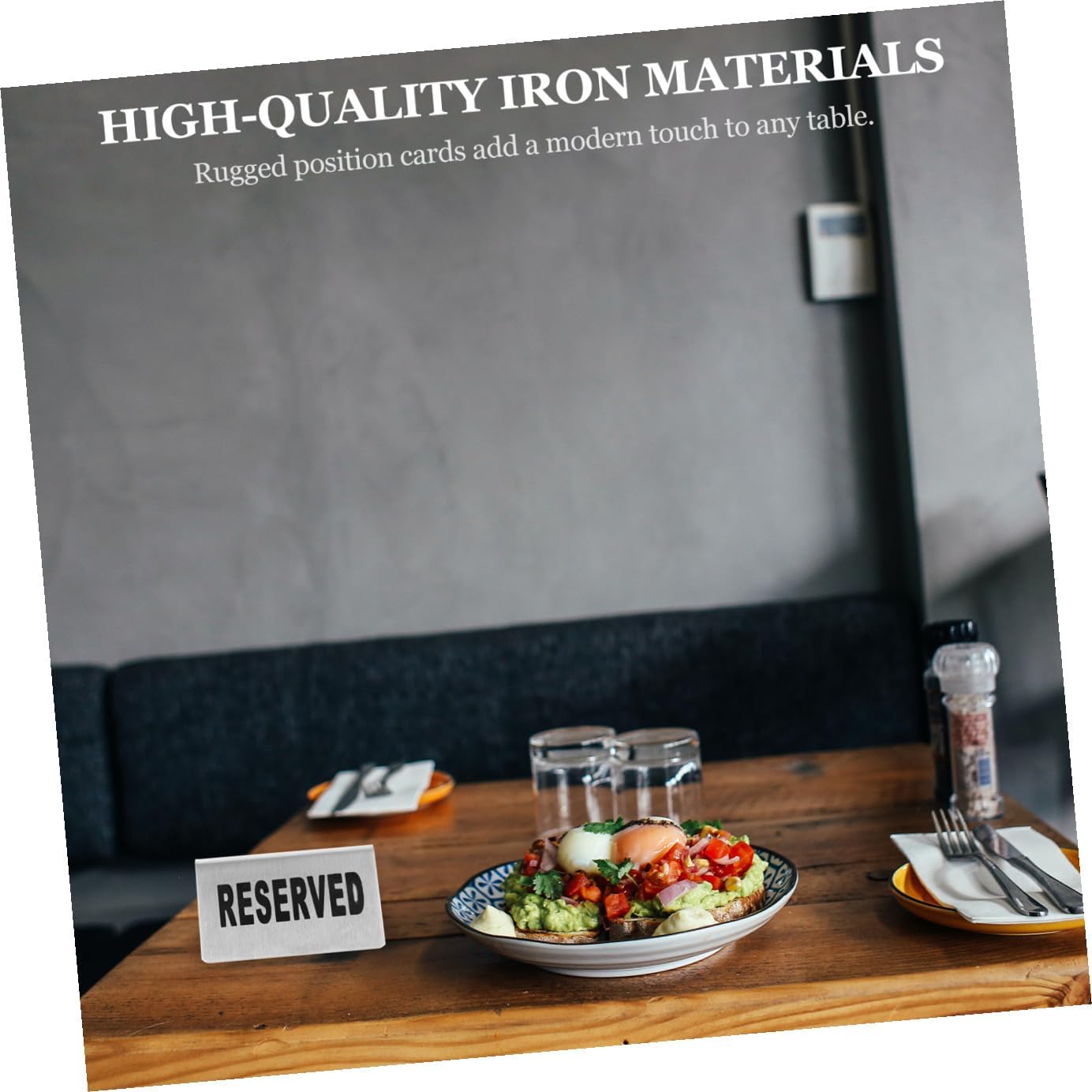 PRETYZOOM Stainless Steel Reserved Table Signs Double-sided Tabletop Reserved Cards 4pcs for Restaurant Hotel Party Seating