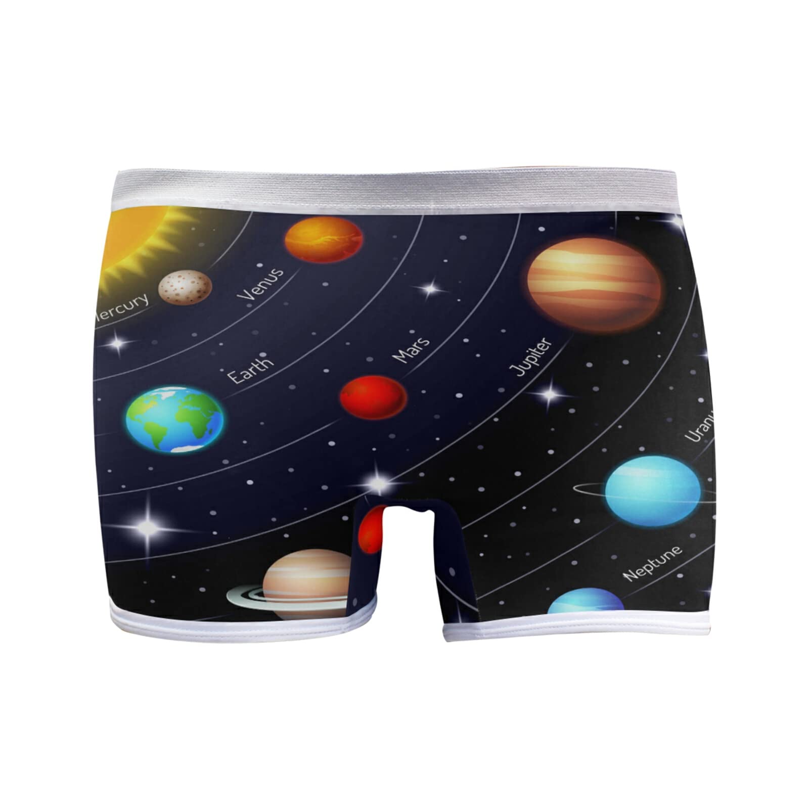 Linomo Women's Boxer Briefs Panties Educational Outer Space Universe Planet Underwear Boyshort Boxers Shorts for Women Girls Multicolor
