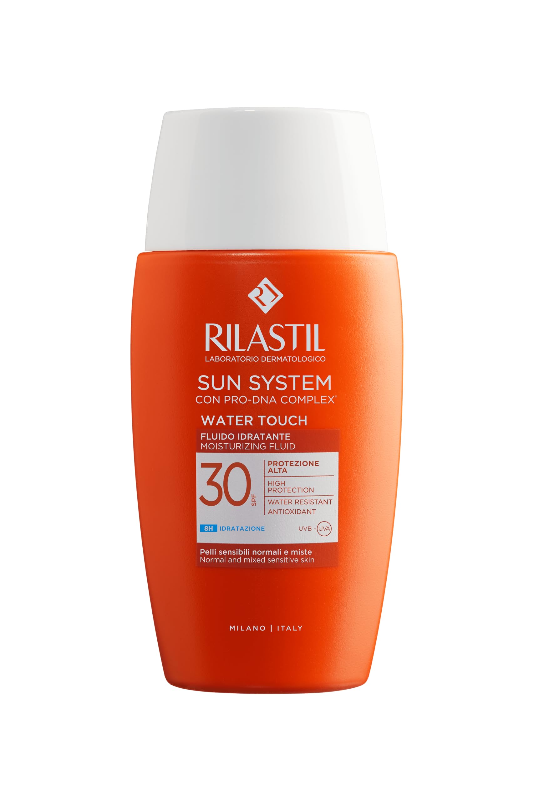 RilastilSun System Water Touch Fluid, Moisturising and Antioxidant Sun Care Fluid, Matting Effect, SPF 30, for Sensitive, Normal and Combination Skin, 50 ml