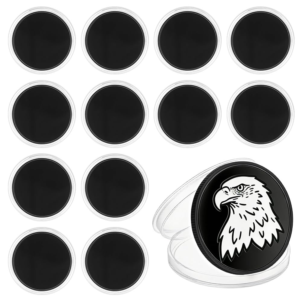 NBEADS 10 Pcs Blank Challenge Coins, 40mm Aluminium Engraving Blanks Coins with Plastic Coin Storage Box for Laser Engraving Hand Stamping DIY Crafts Birthday Travel Commemorative Collection