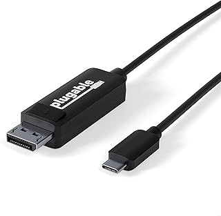 Plugable USB C to DisplayPort Cable 6 feet (1.8m), Up to 4K at 60Hz, USB C DisplayPort Cable - Compatible with Thunderbolt 4/3 and USB-C - Driverless