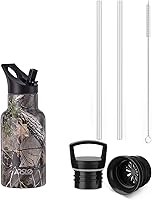 Vista 1 de Botellas de agua de acero inoxidable aisladas, botella de agua de doble pared con popote, botella aislada al vacío que mantiene el frío 24 horas