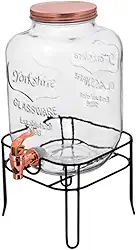 Refresqueira Suqueira de Vidro com Suporte, 5 Litros, Vidro e Metal