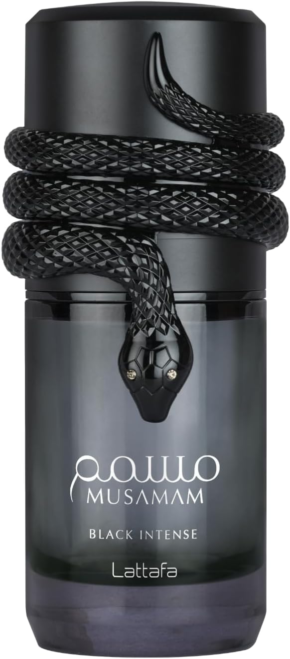Lattafa Musamam Black Intense – Spicy, Woody, Amber, Aromatic – Eau de Parfum Spray Long-Lasting Fragrance for Unisex, 3.4 Ounce / 100 ml