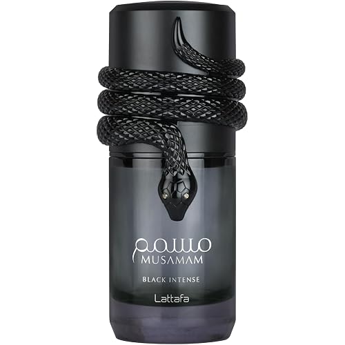 Lattafa Musamam Black Intense – Spicy, Woody, Amber, Aromatic – Eau de Parfum Spray Long-Lasting Fragrance for Unisex, 3.4 Ounce / 100 ml