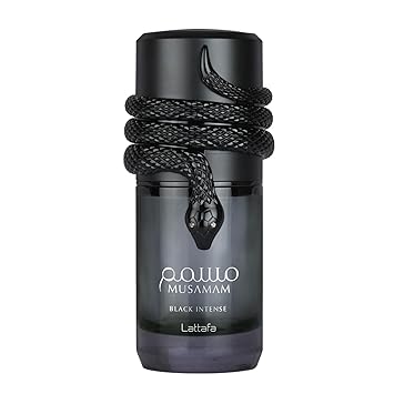 Lattafa Musamam Black Intense Spicy, Woody, Amber, Aromatic Eau de Parfum Spray Long-Lasting Fragrance for Unisex, 3.4 Ounce / 100 ml