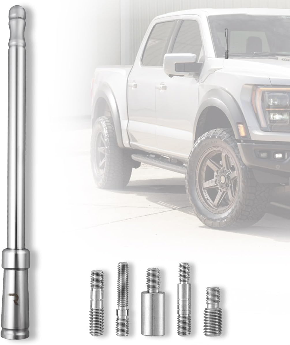 RECON Aluminum 8" Antenna Mast Style (Fits OEM Factory Threaded Antenna) - Chrome