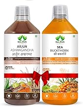 GARGRISHI Arjuna Ashwagandha Juice & Sea Buckthorn Detox Juice | Sugar-Free Ayurvedic Heart & Liver Care Combo | Supports Cholesterol, Stress, Detox, Immunity & Energy – 1000ml