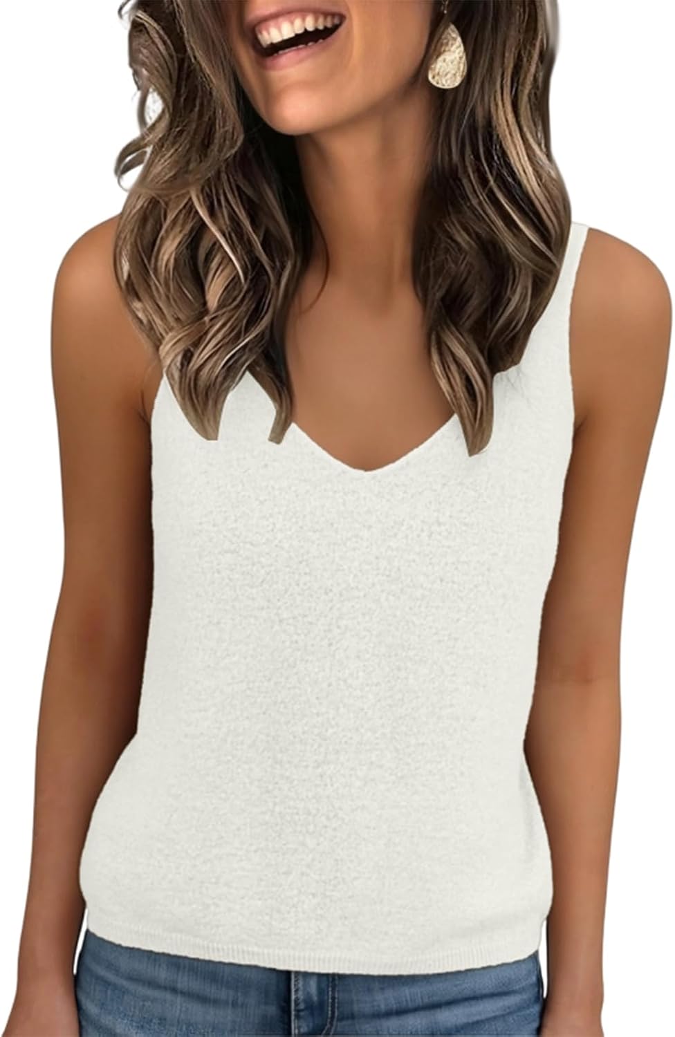 FQZWONG Tank Tops for Women Trendy Soild Spaghetti Strap Shirts Summer Sleeveless Crewneck Blouse Loose Fit Vest Casual Tees