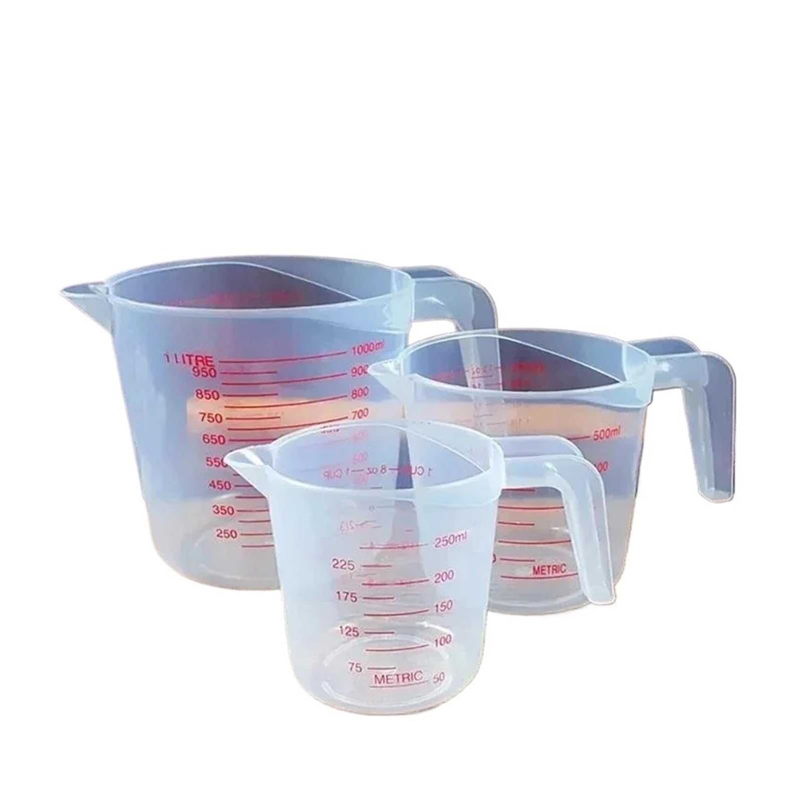 Jarra medidora 3 piezas de 0,25 l,5 y 1 plástico con boquilla for verter, taza medidora transparente, báscula for hornear for el hogar, herramienta cocina(500ml)