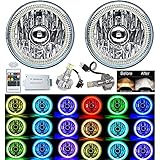 Octane Lighting 5 3/4 Inch RF RGB COB Color Change Halo Angel Eye Shift Headlamp LED Headlights Pair