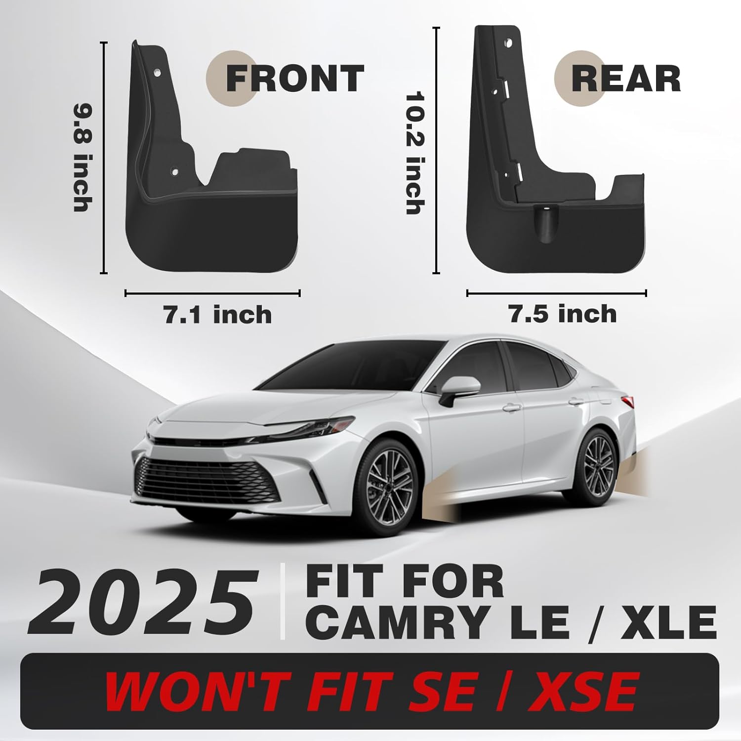 Muslogy Mud Flaps Splash Guards Compatible with Toyota Camry 2025 2026 (LE, XLE) Accessories Wheel & Tire Mudguards Front & Rear Set Fender Mudflaps No Drilling Required (Won't Fit SE/XSE)