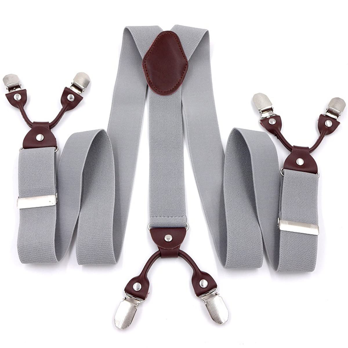 Tirantes para Hombre,Tirantes, Tirantes Resistentes en Forma de Y con 6 Clips de Metal y Correas elásticas Ajustables for Hombre(Gray)