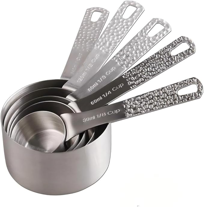 Stainless Steel Measuring Cups and Spoons Set - 5 Cups and 6 Spoons