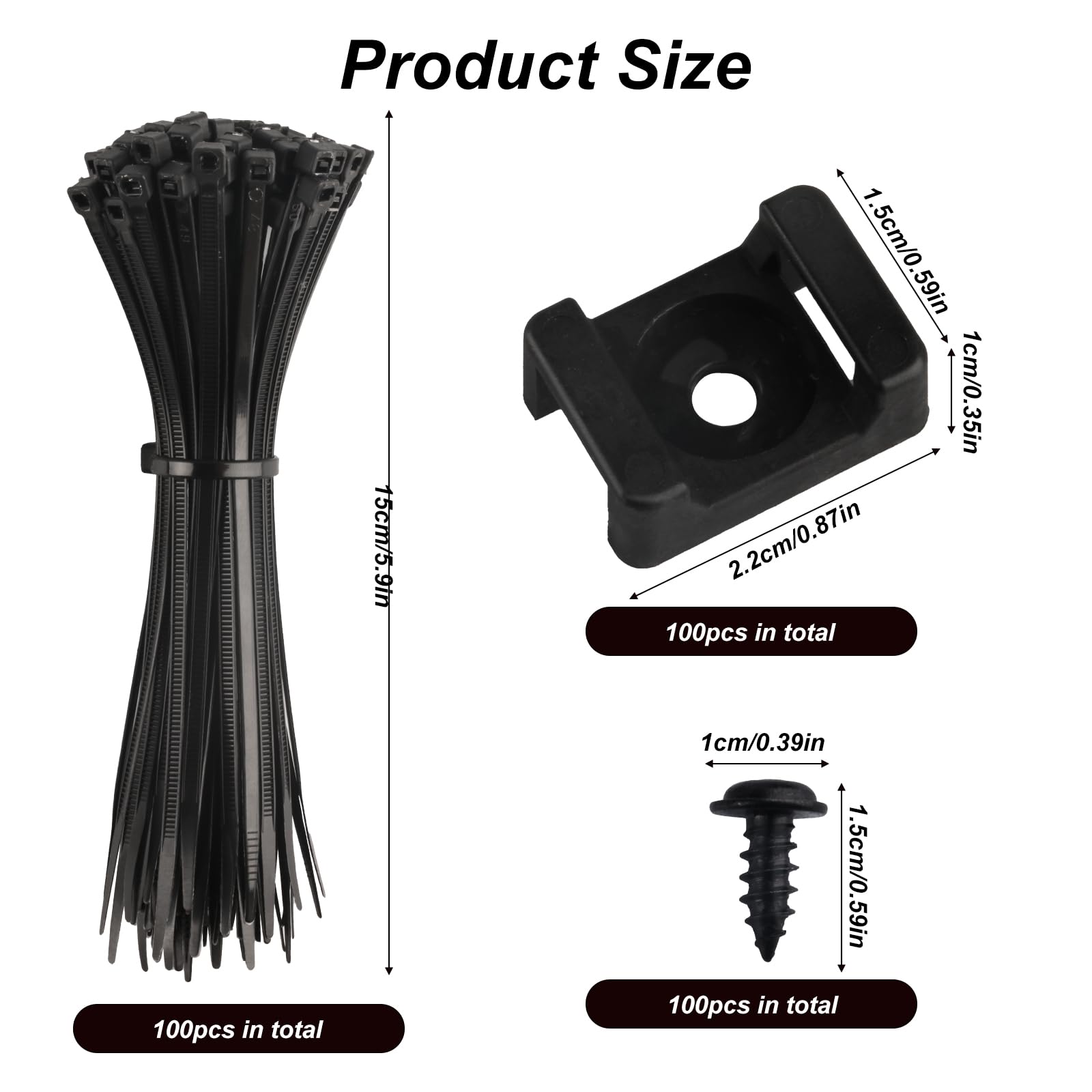 Set Fascette Cavi Riutilizzabili - 200 Fascette Nere + 130 Supporti Con Viti, Per Organizzare Cavi In Casa E Ufficio - Foto 12