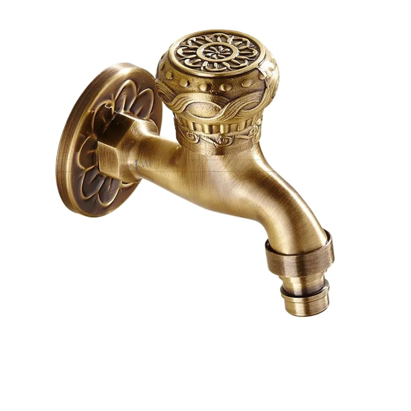 Taps Brass Carved Tap Faucet Garden Bibcock Washing Machine Outdoor Single Cold for Garden(Style044)