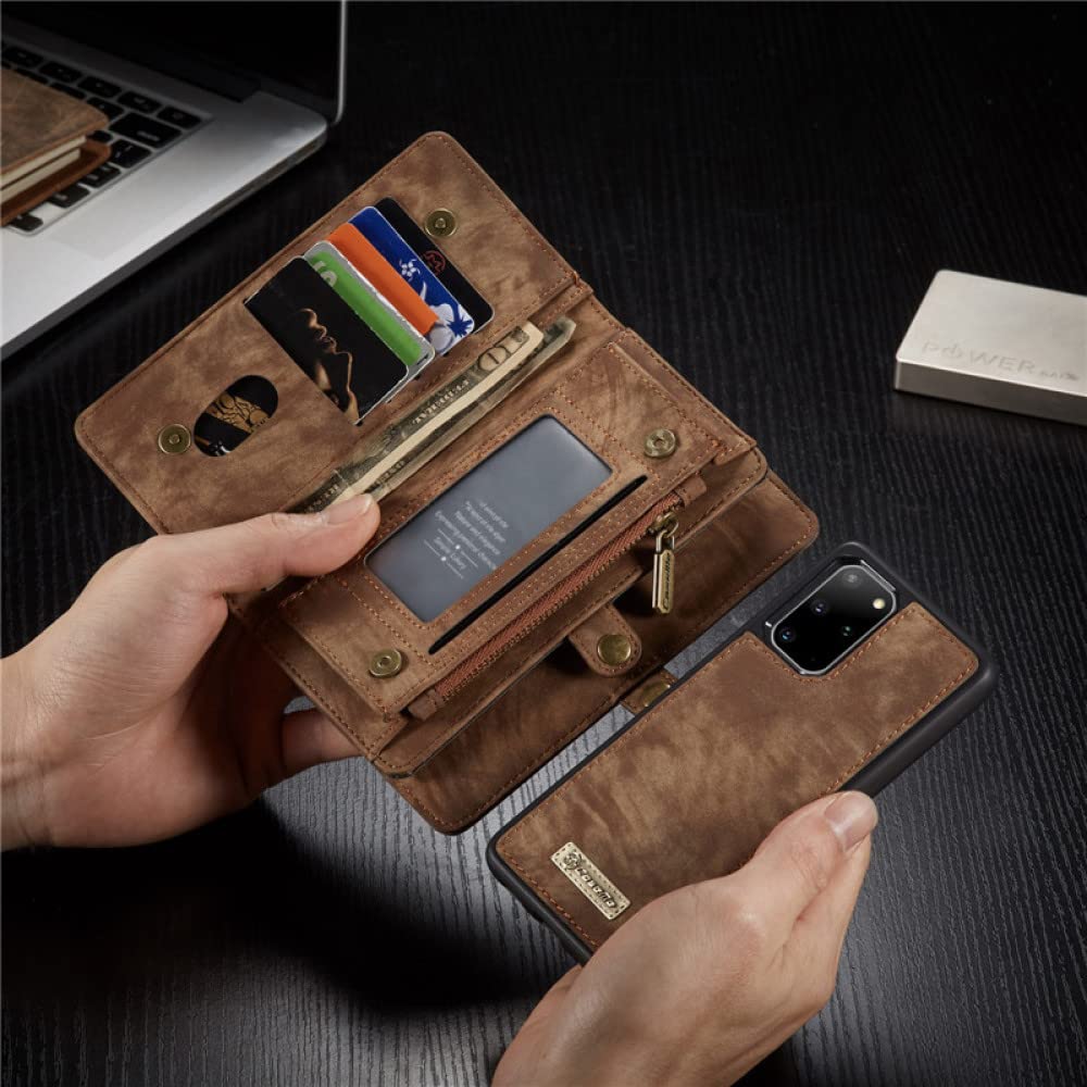 Funda de Cuero para Samsung S22 S21 S20 FE S10 S9 S8 Plus S7 Edge Wallet Card Cover para Galaxy Note 20 Ultra 10 9 8, marrón, Samsung S10 (5G)