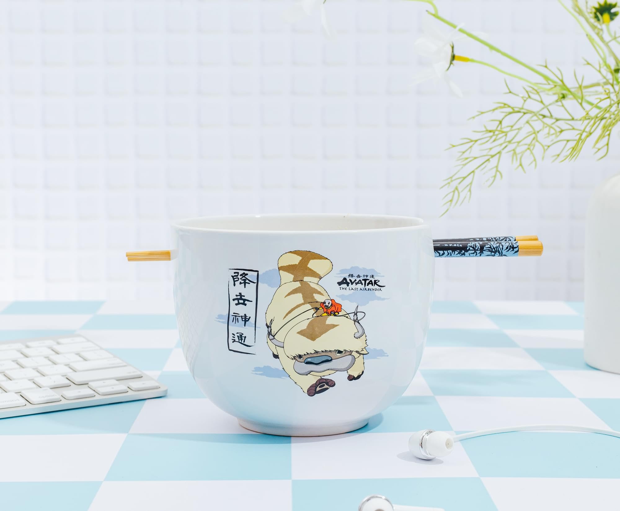 Avatar: The Last Airbender Aang and Appa Ramen-Geschirr-Set, Keramik, inkl. Nudelschale und Essstäbchen aus Holz, 590 ml